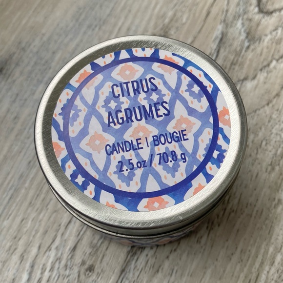 5/$10 Citrus Candle in Decorative Tin 2.5 oz - Picture 1 of 5